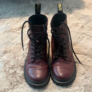 Dr. Martens AirWair Cherry Red Lace-Up Boots Size US 6